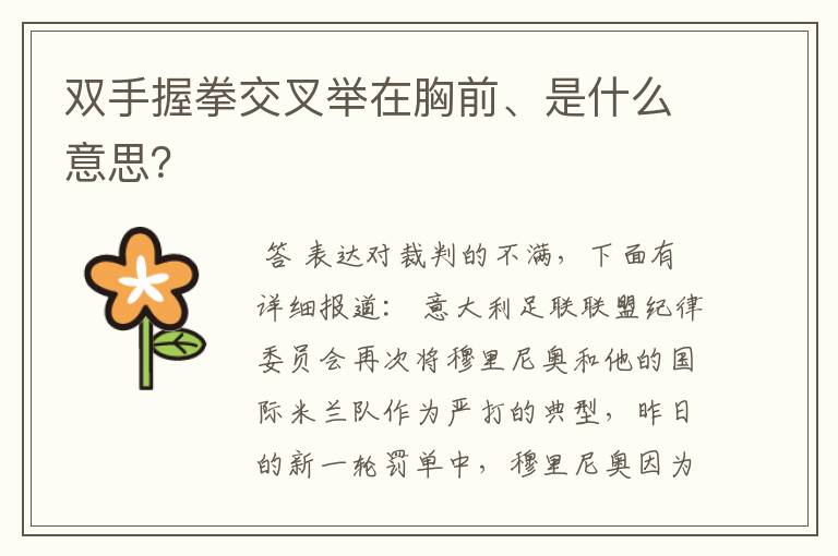 双手握拳交叉举在胸前、是什么意思？