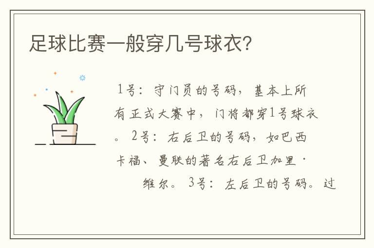 足球比赛一般穿几号球衣？