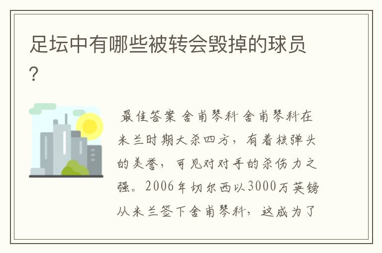 足坛中有哪些被转会毁掉的球员？