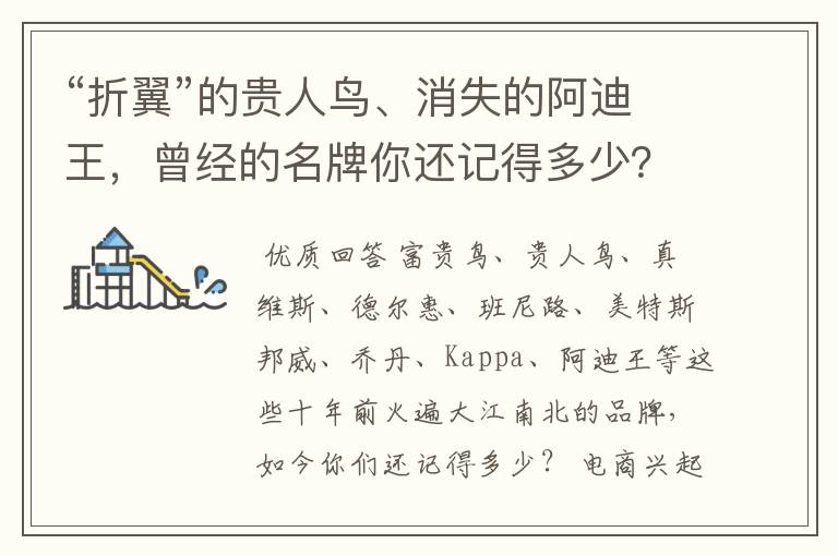 “折翼”的贵人鸟、消失的阿迪王，曾经的名牌你还记得多少？