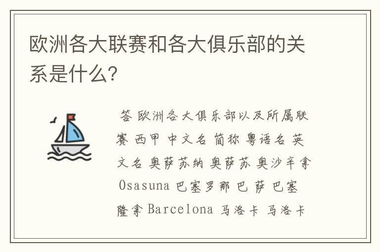 欧洲各大联赛和各大俱乐部的关系是什么？