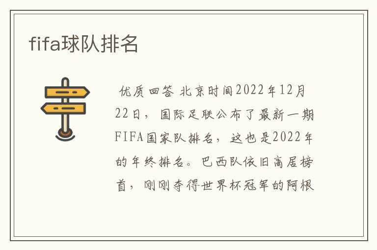 fifa球队排名