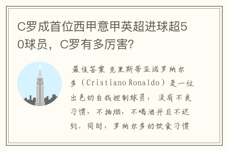 C罗成首位西甲意甲英超进球超50球员，C罗有多厉害？