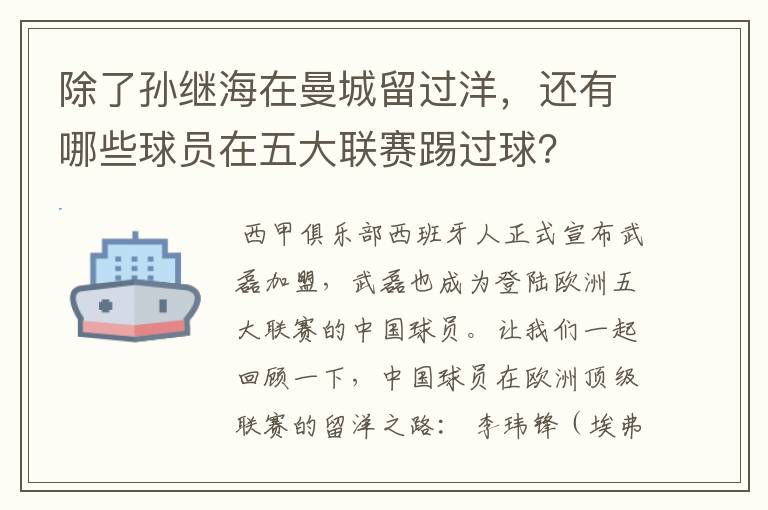 除了孙继海在曼城留过洋，还有哪些球员在五大联赛踢过球？