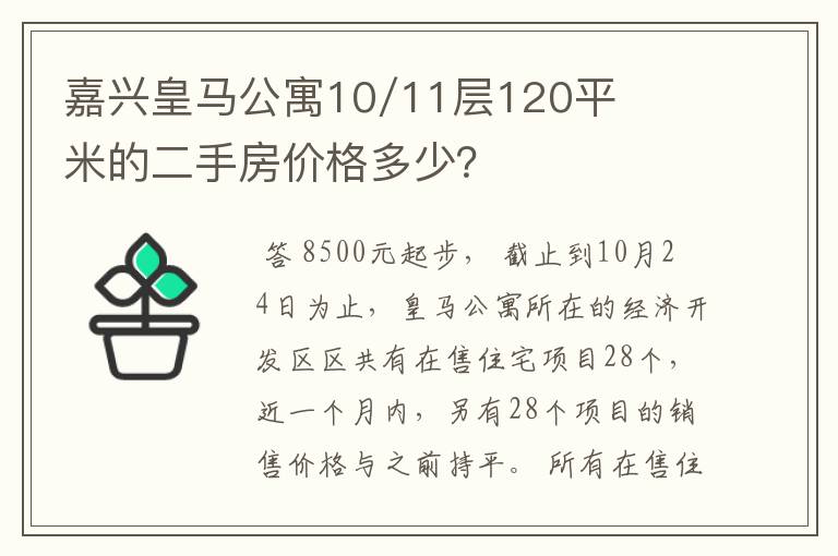 嘉兴皇马公寓10/11层120平米的二手房价格多少？