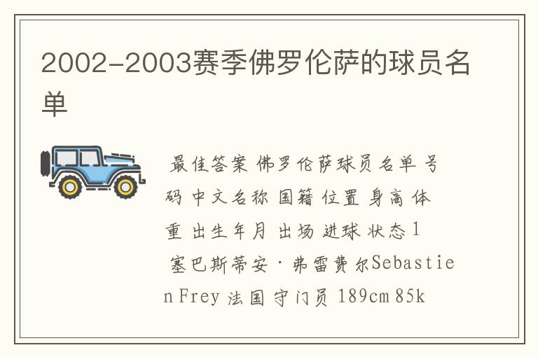 2002-2003赛季佛罗伦萨的球员名单