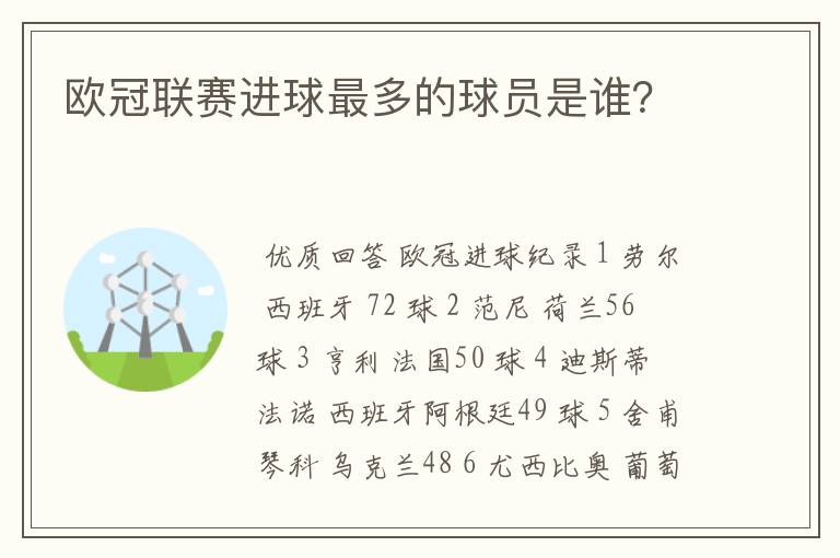 欧冠联赛进球最多的球员是谁？