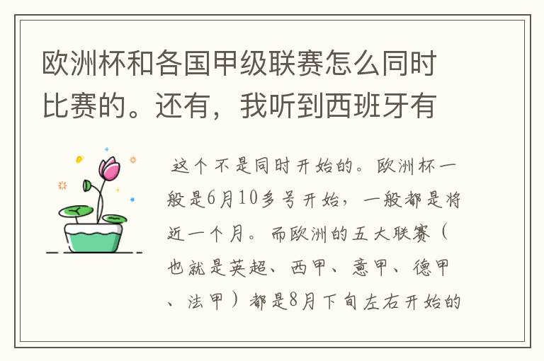 欧洲杯和各国甲级联赛怎么同时比赛的。还有，我听到西班牙有什么超级杯。是不是西甲