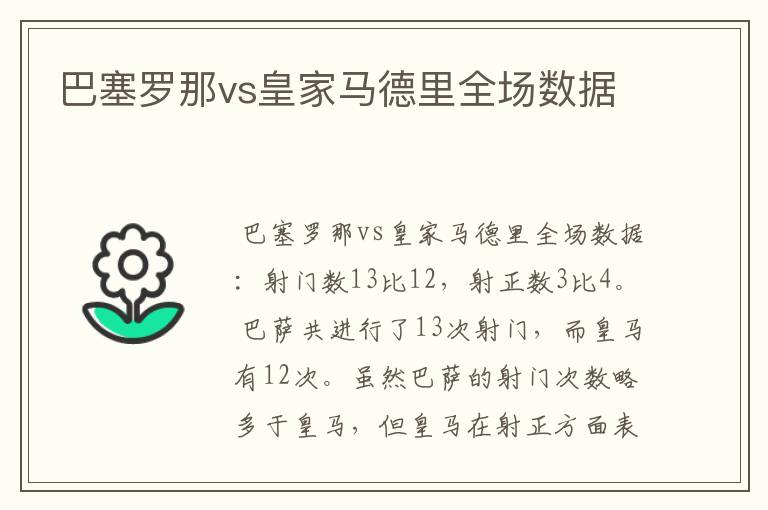 巴塞罗那vs皇家马德里全场数据