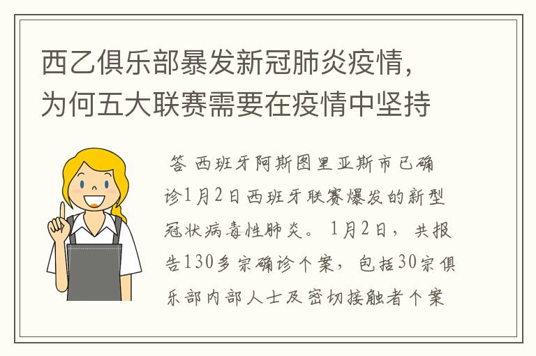 西乙俱乐部暴发新冠肺炎疫情，为何五大联赛需要在疫情中坚持进行？