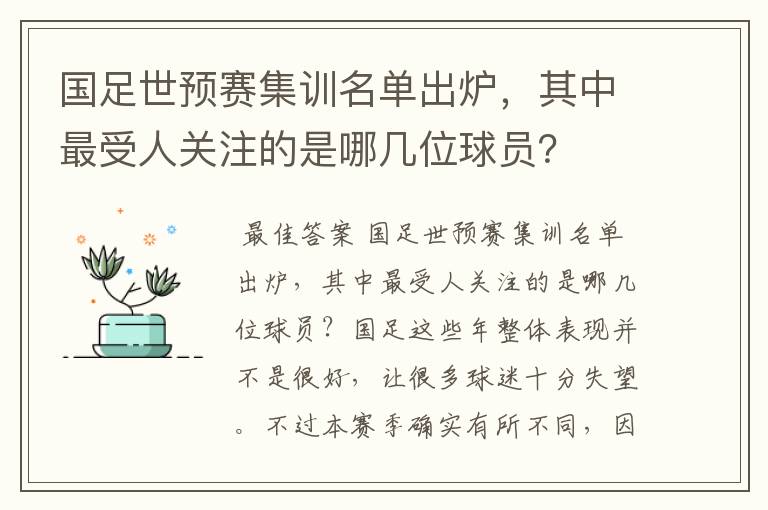 国足世预赛集训名单出炉，其中最受人关注的是哪几位球员？