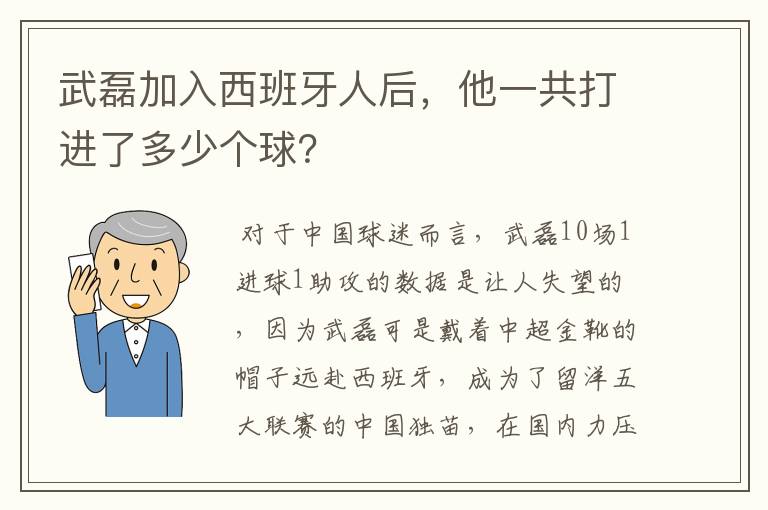 武磊加入西班牙人后，他一共打进了多少个球？