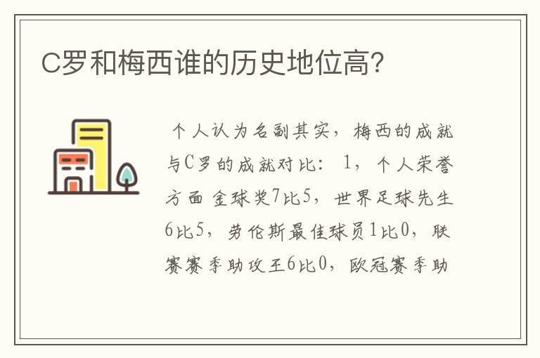 C罗和梅西谁的历史地位高？