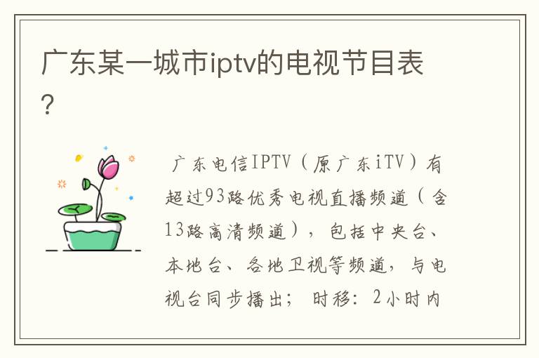 广东某一城市iptv的电视节目表？