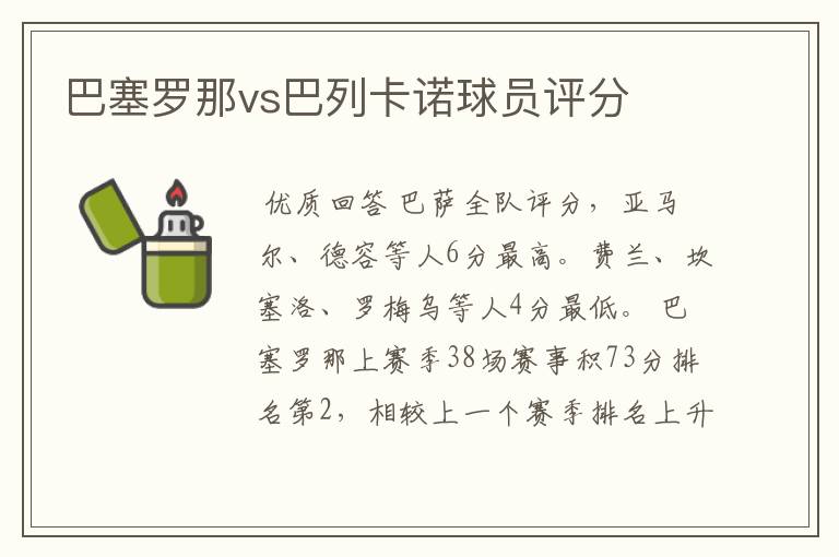 巴塞罗那vs巴列卡诺球员评分