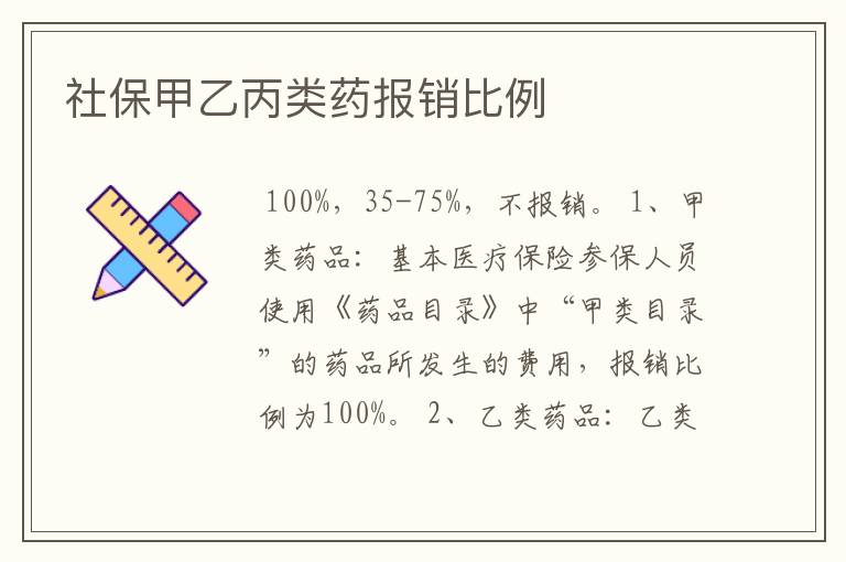 社保甲乙丙类药报销比例