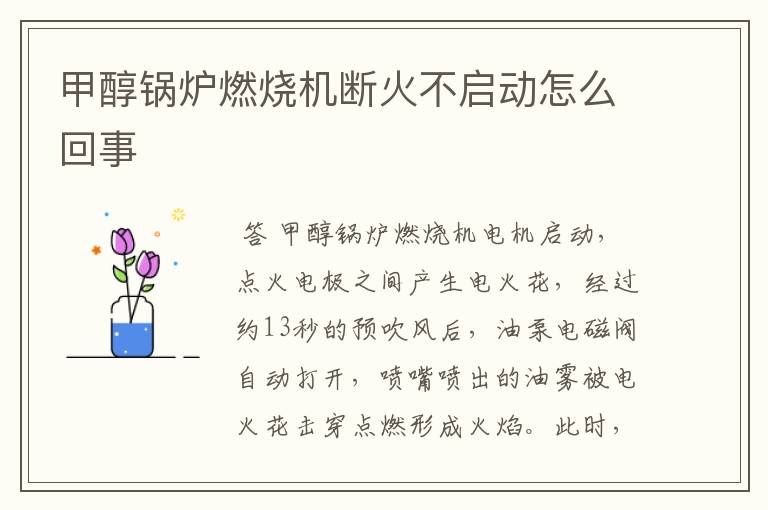 甲醇锅炉燃烧机断火不启动怎么回事