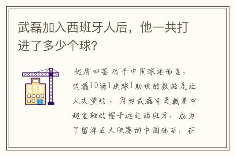 武磊加入西班牙人后，他一共打进了多少个球？