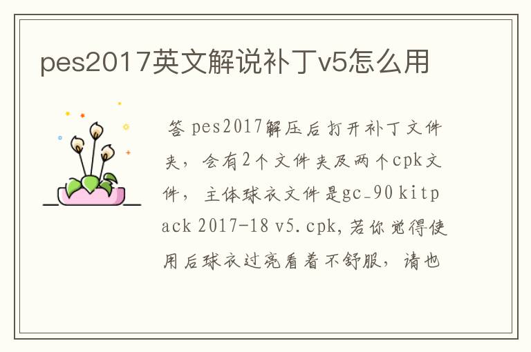 pes2017英文解说补丁v5怎么用