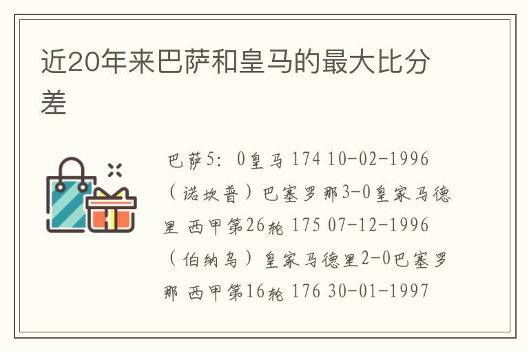 近20年来巴萨和皇马的最大比分差