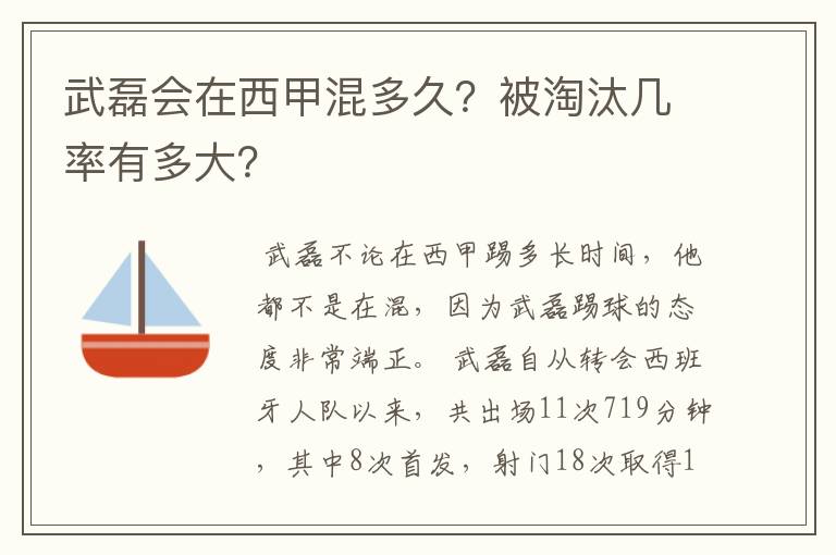 武磊会在西甲混多久？被淘汰几率有多大？