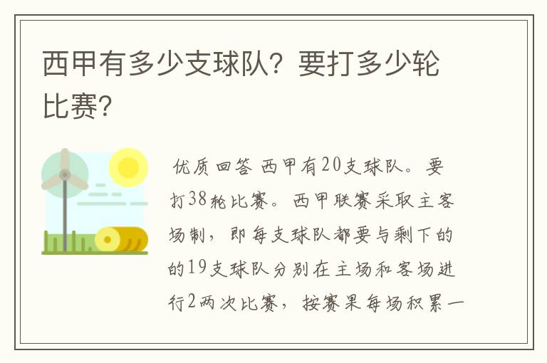 西甲有多少支球队？要打多少轮比赛？