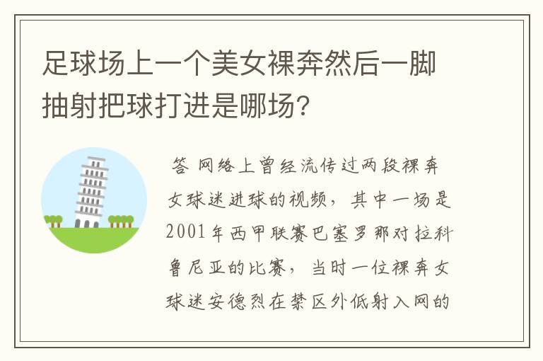 足球场上一个美女裸奔然后一脚抽射把球打进是哪场?