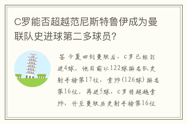 C罗能否超越范尼斯特鲁伊成为曼联队史进球第二多球员？