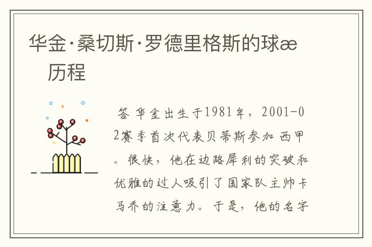 华金·桑切斯·罗德里格斯的球星历程