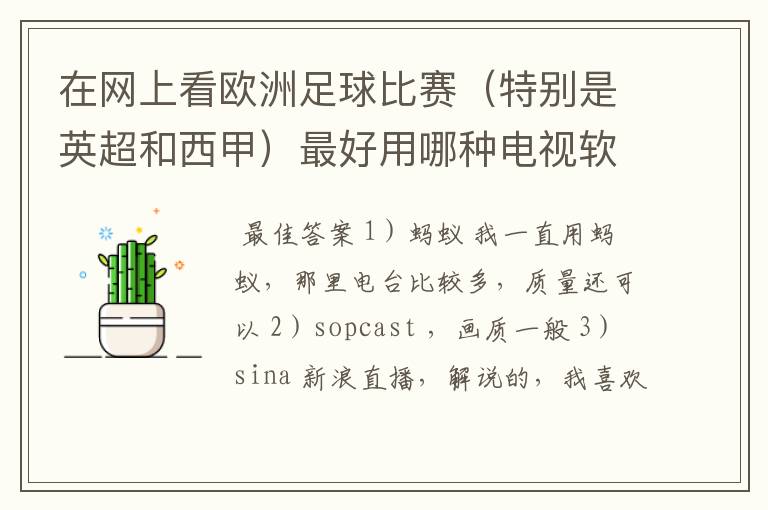 在网上看欧洲足球比赛（特别是英超和西甲）最好用哪种电视软件呢？