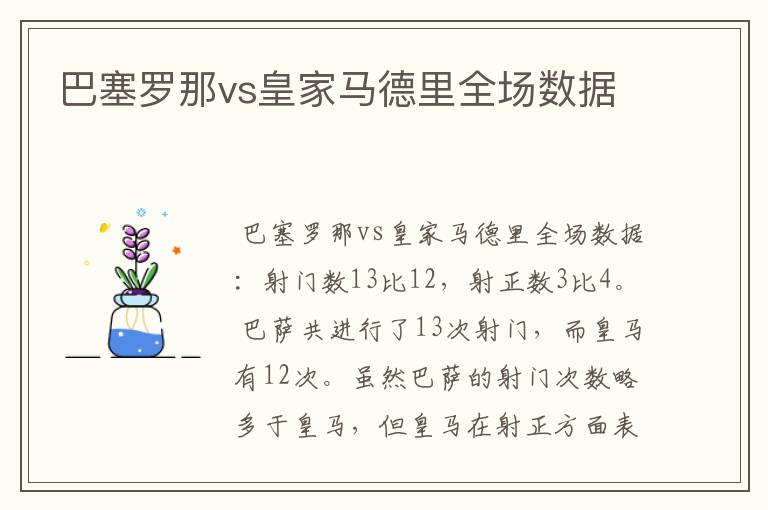 巴塞罗那vs皇家马德里全场数据