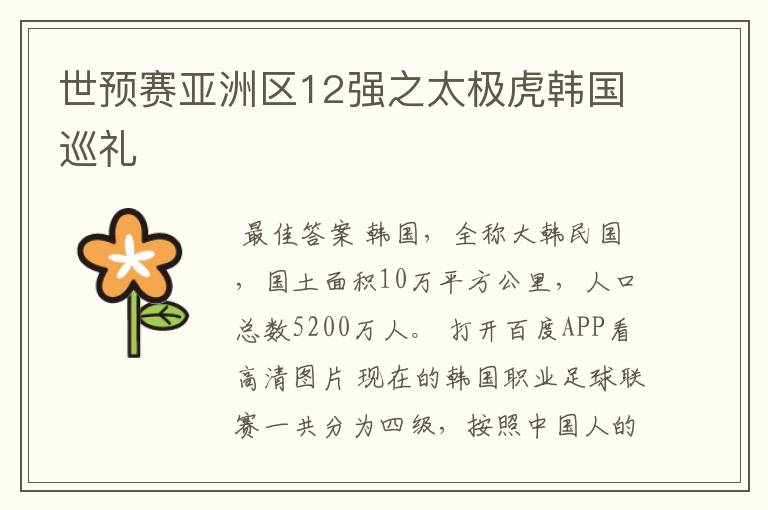 世预赛亚洲区12强之太极虎韩国巡礼