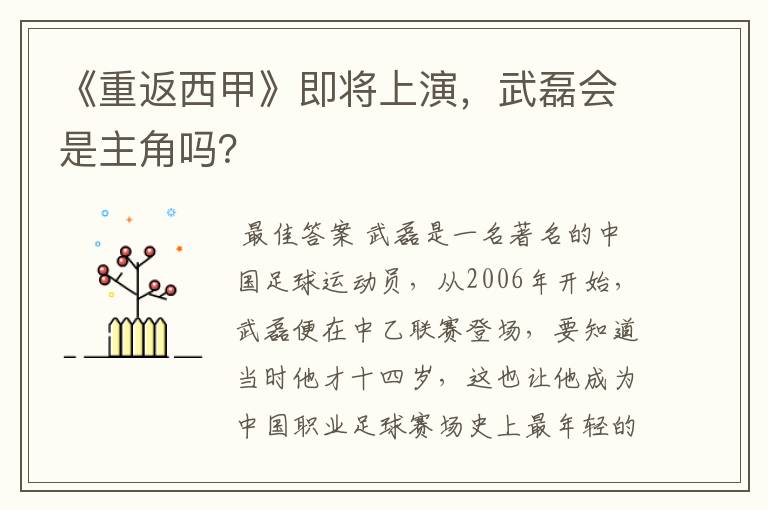 《重返西甲》即将上演，武磊会是主角吗？