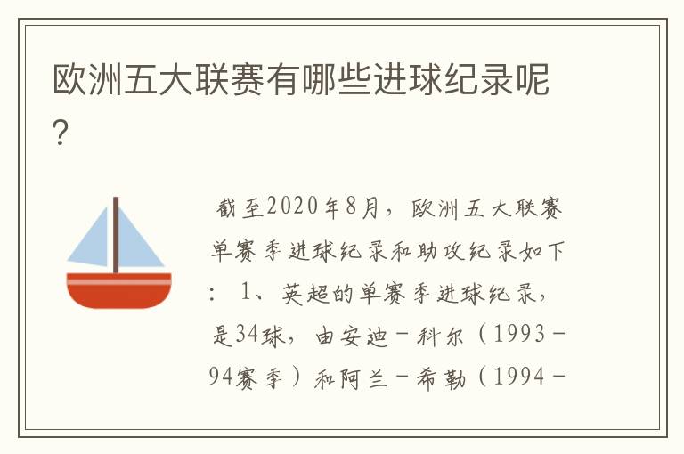 欧洲五大联赛有哪些进球纪录呢？