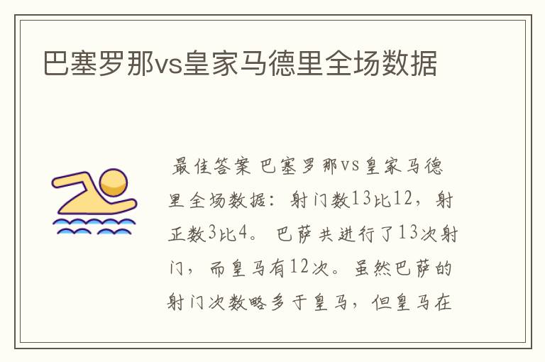 巴塞罗那vs皇家马德里全场数据