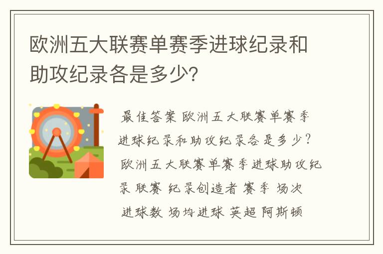 欧洲五大联赛单赛季进球纪录和助攻纪录各是多少？