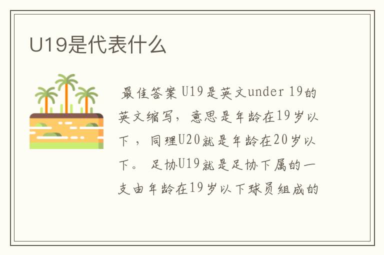 U19是代表什么