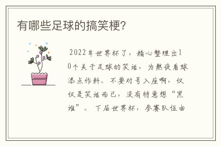 有哪些足球的搞笑梗？