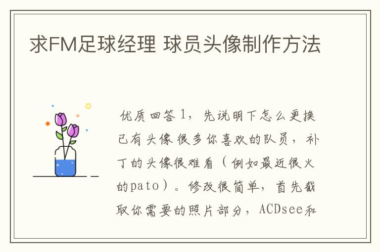 求FM足球经理 球员头像制作方法