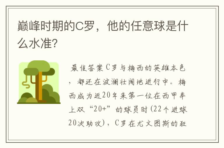 巅峰时期的C罗，他的任意球是什么水准？