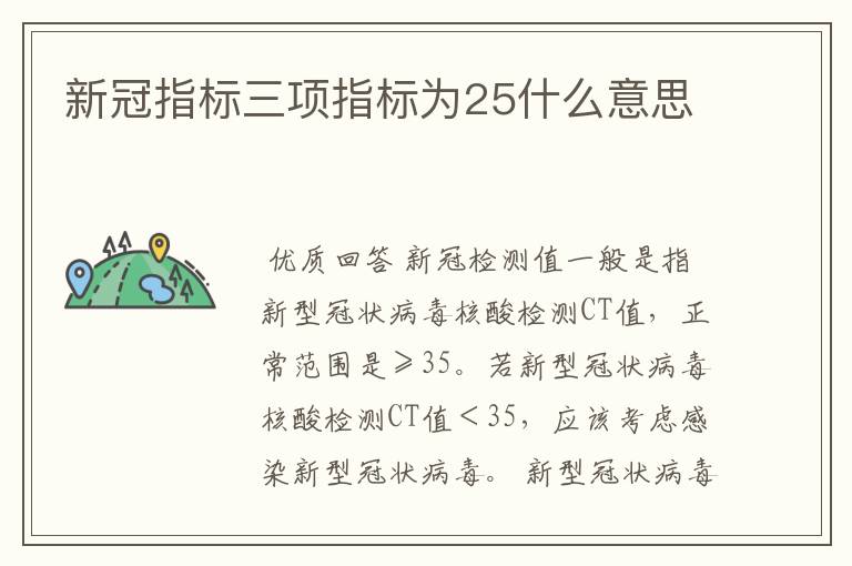 新冠指标三项指标为25什么意思