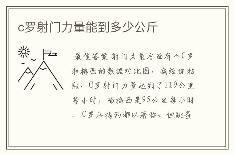 c罗射门力量能到多少公斤