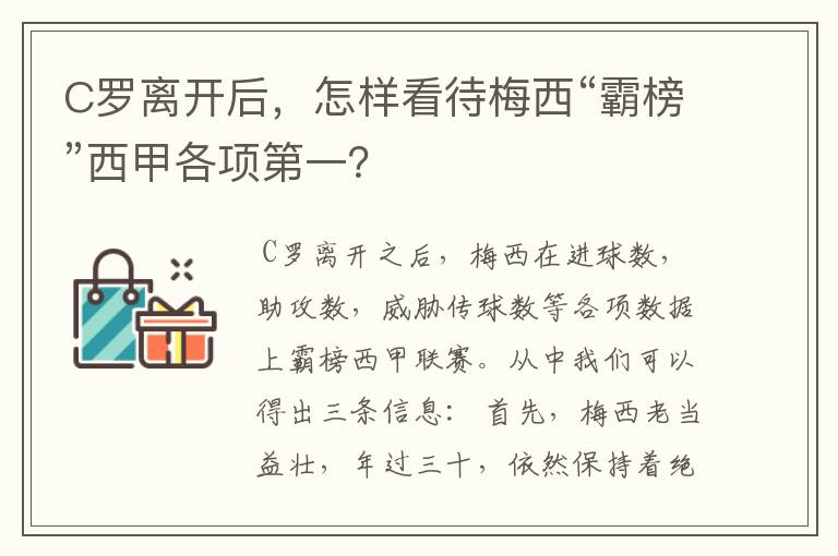 C罗离开后，怎样看待梅西“霸榜”西甲各项第一？