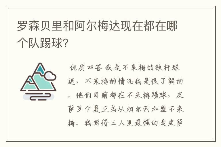 罗森贝里和阿尔梅达现在都在哪个队踢球？