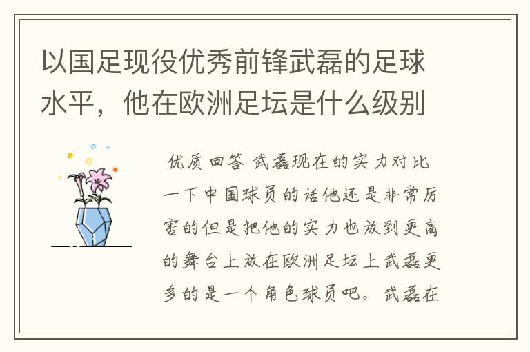 以国足现役优秀前锋武磊的足球水平，他在欧洲足坛是什么级别的球员?