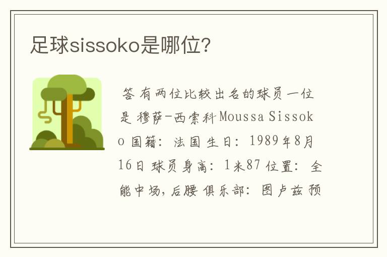 足球sissoko是哪位?