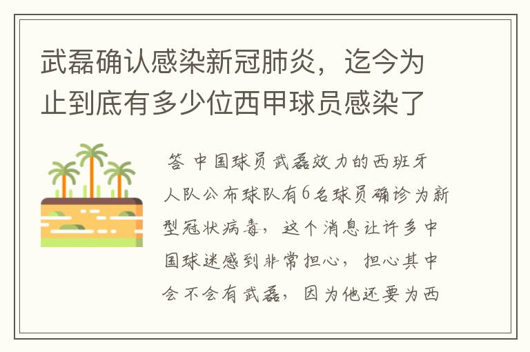 武磊确认感染新冠肺炎，迄今为止到底有多少位西甲球员感染了新冠病毒？