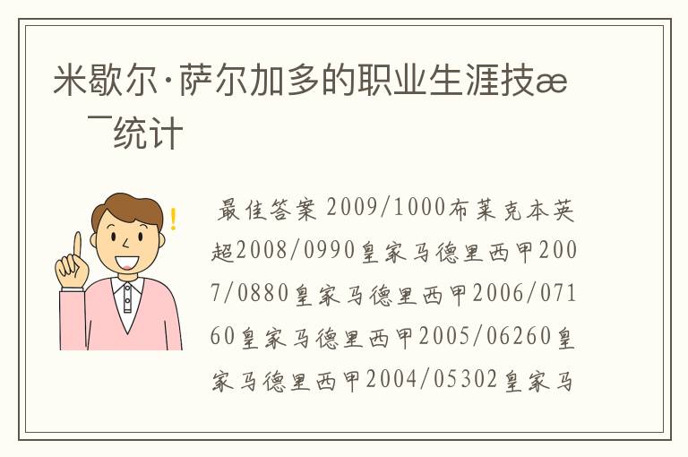 米歇尔·萨尔加多的职业生涯技术统计