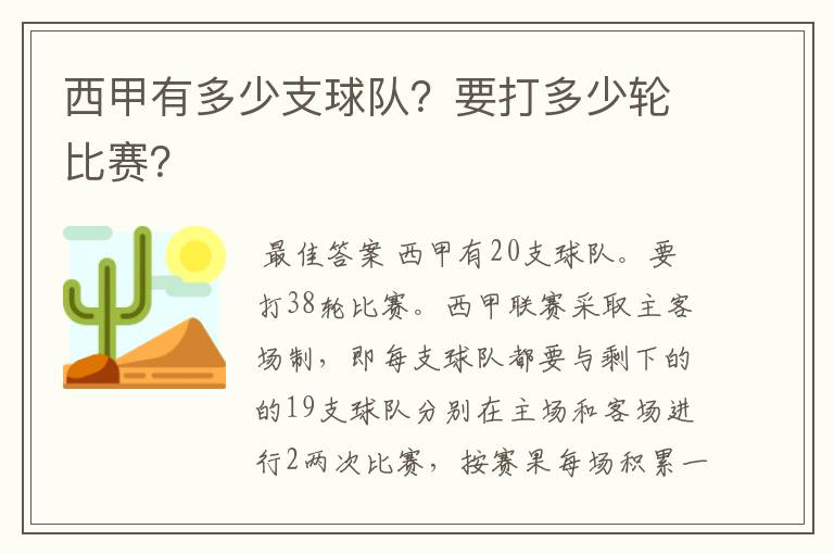 西甲有多少支球队？要打多少轮比赛？