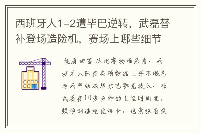 西班牙人1-2遭毕巴逆转，武磊替补登场造险机，赛场上哪些细节值得关注？